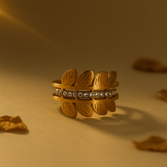 Diamond Leaf Curve Ring