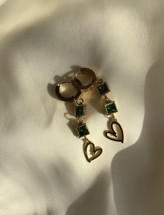 Emerald Heart Danglers