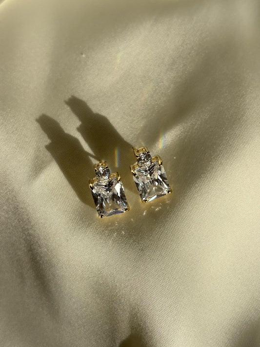 Square Diamond Drop Studs