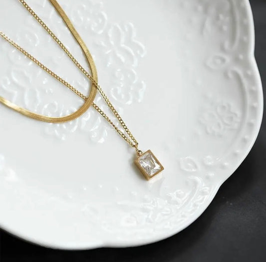 Double Layer Square Pendant