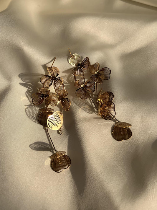 Gold Flower Danglers