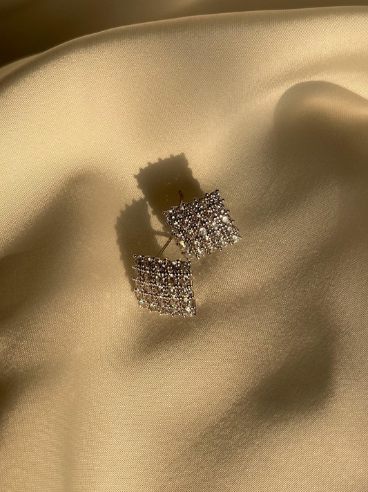 Square Diamond Stud Earrings