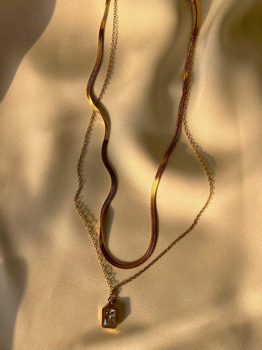 Double Layer Square Pendant